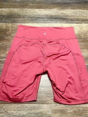 Coral Pink High Waisted Biker Shorts with Pockets